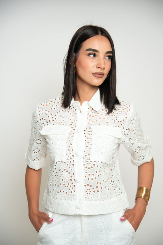 CHEMISE BRODERIE ANGLAISE AJOURÉE