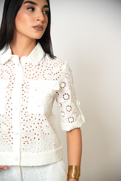 CHEMISE BRODERIE ANGLAISE AJOURÉE