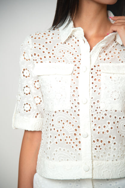CHEMISE BRODERIE ANGLAISE AJOURÉE
