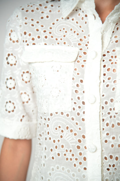 CHEMISE BRODERIE ANGLAISE AJOURÉE