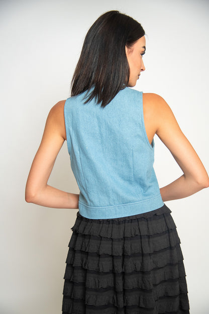JACKET SANS MANCHES EN DENIM