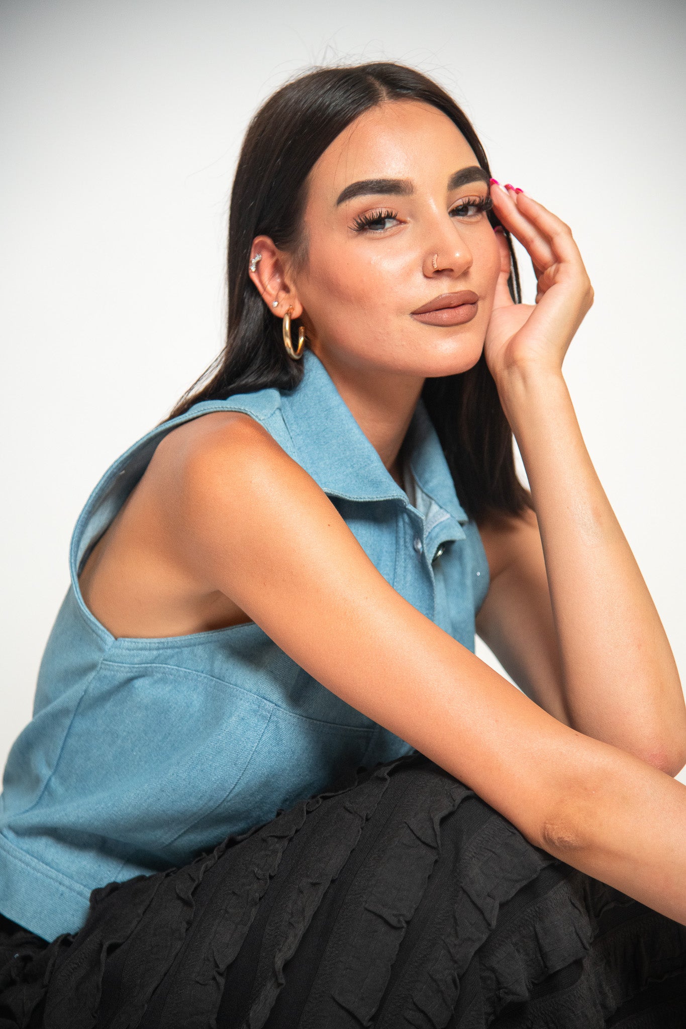 JACKET SANS MANCHES EN DENIM
