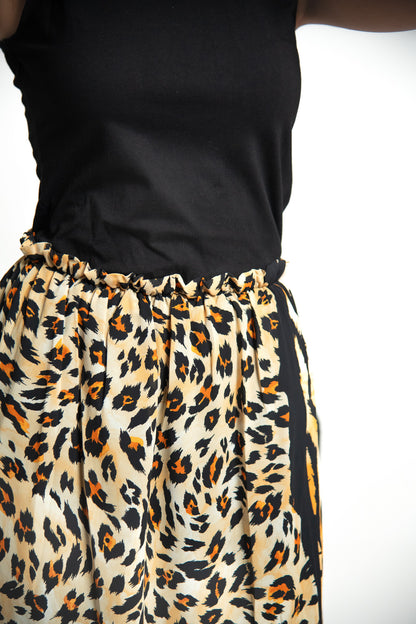 ROBE LONGUE BI-MATIÈRE IMPRIMÉE